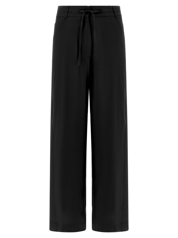 Nude Viscose Drawstring Trousers — Black