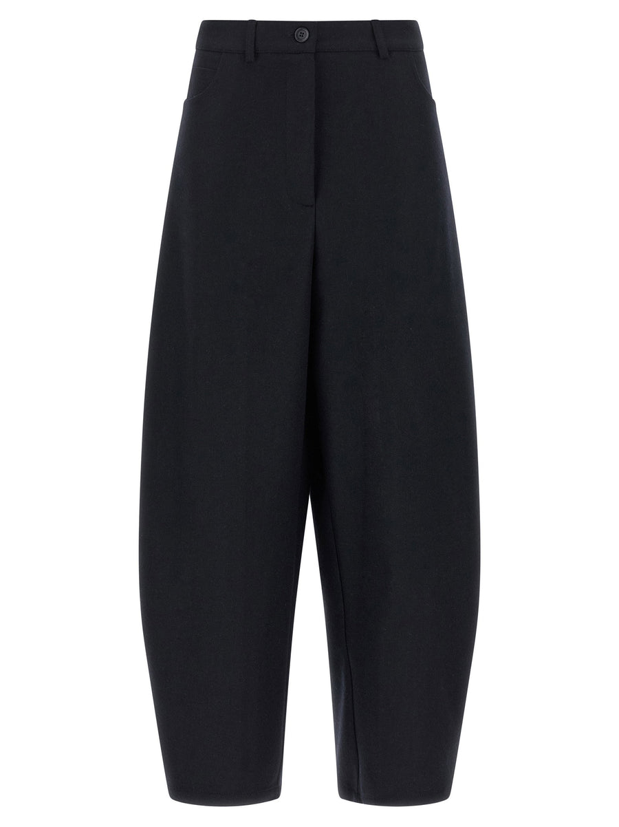 Nude Barrel-Silhouette Cropped Trousers — Black