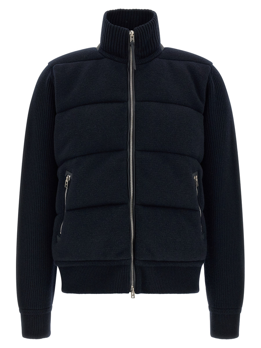 Blue Virgin Wool Full-Length Jacket Clothing