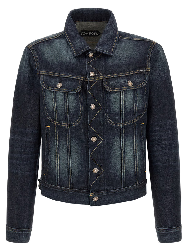 Blue Cotton Denim Jacket Clothing