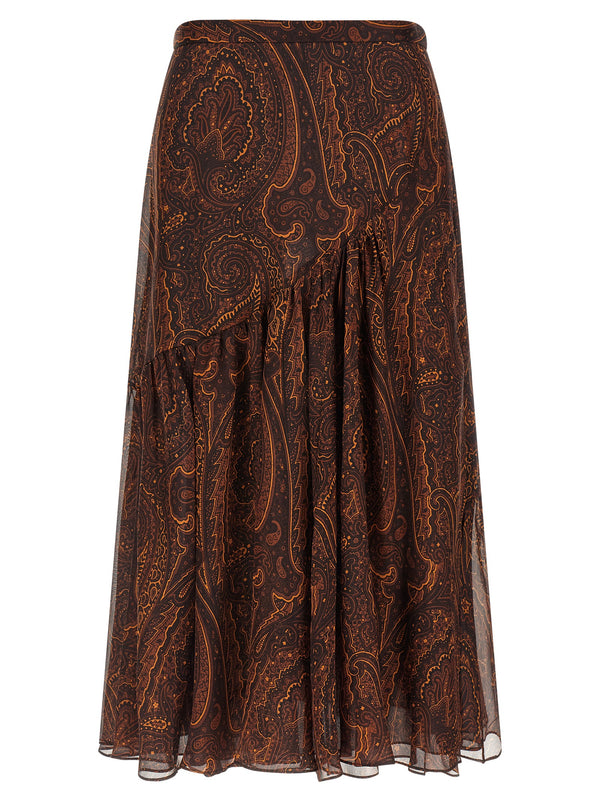 Brown Silk Mini Skirt
