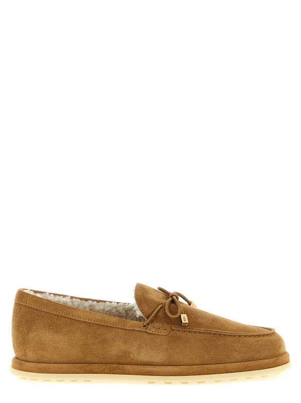 Beige Calfskin Slip-On Loafers