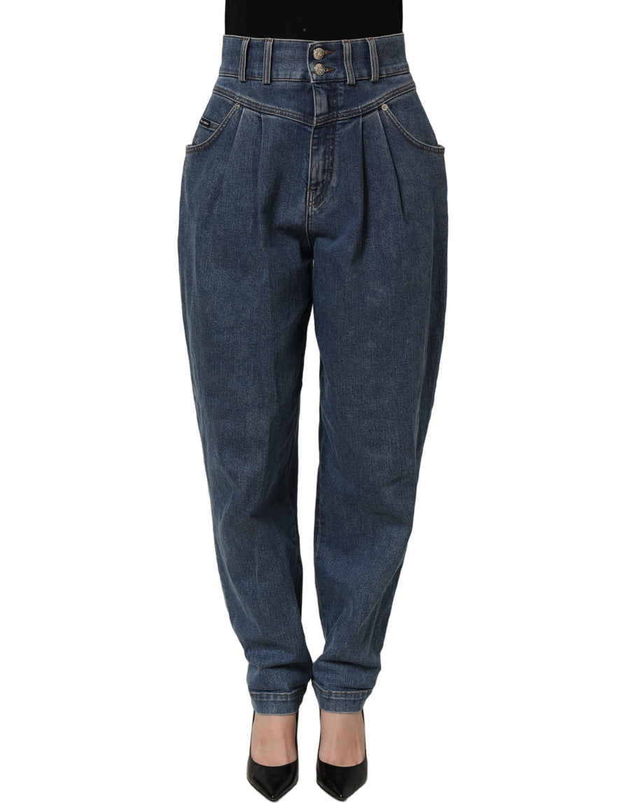 Dark Blue Cotton Stretch Tapered Denim Jeans Elastane Clothing