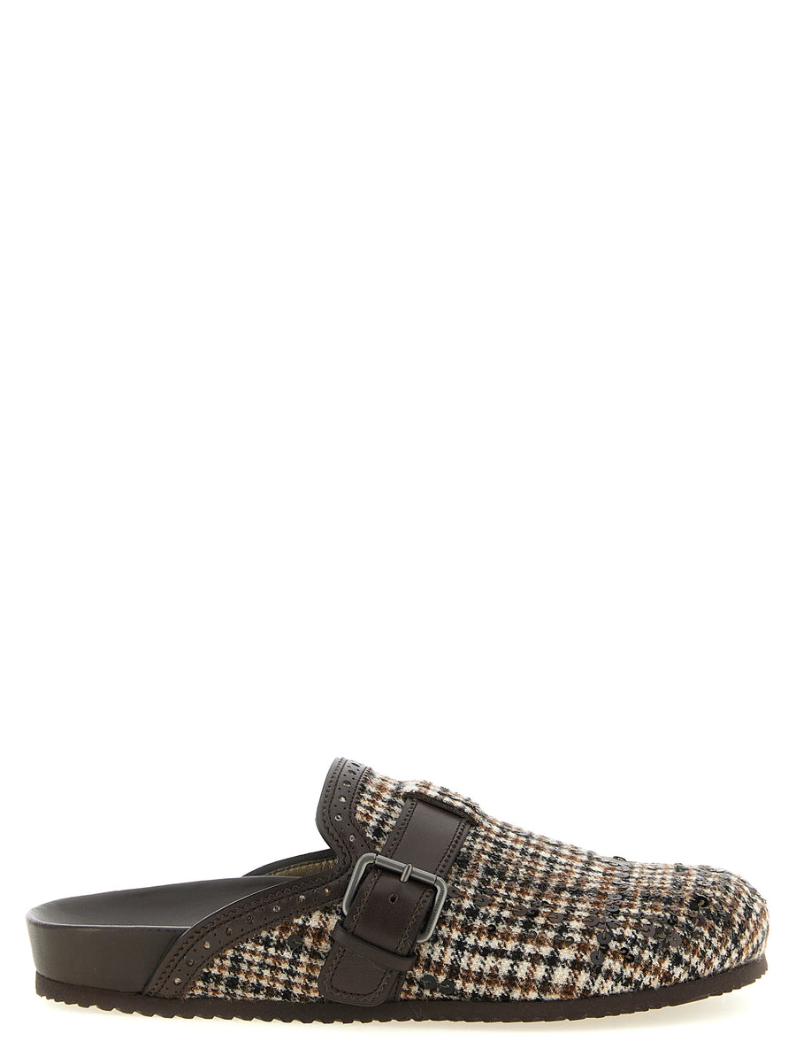 Brown Alpaca Leather Clogs Shoe