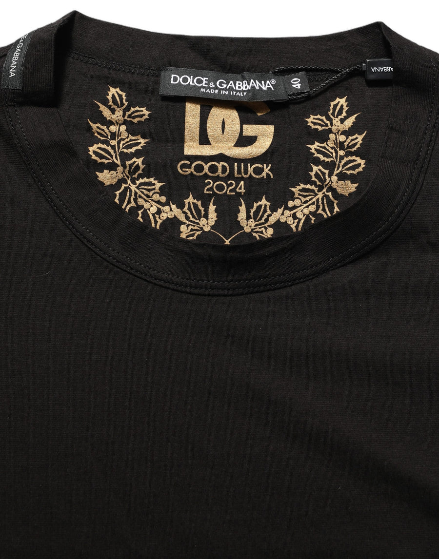 Black Cotton Crew Neck Short Sleeves T-Shirt