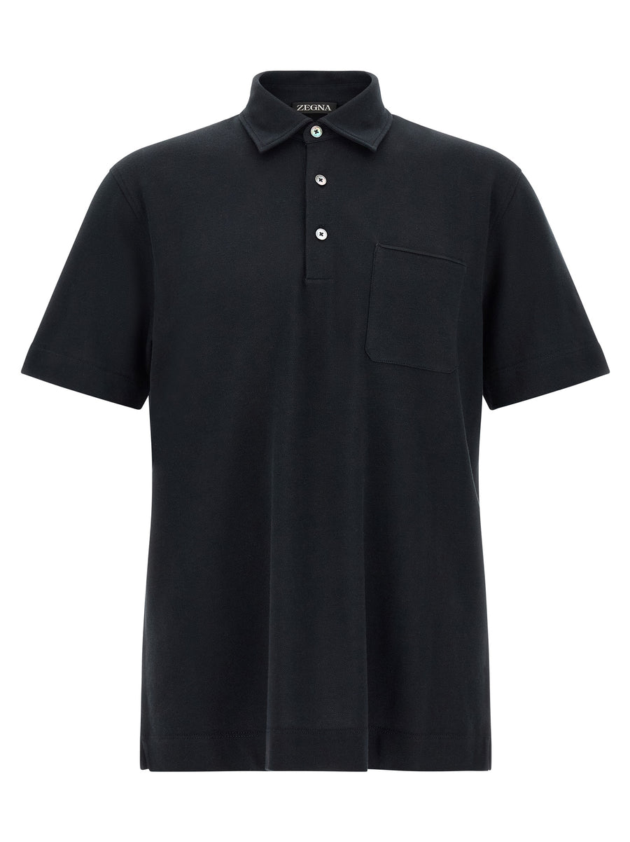 Blue Cotton Polo Shirt