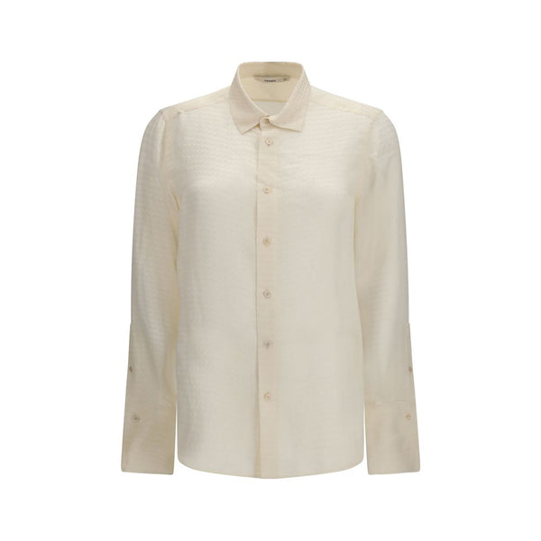 Beige Silk Pattern Shirt