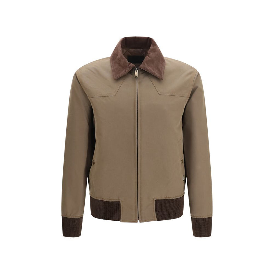 Brown Cotton Full-Length Jacket Clothing