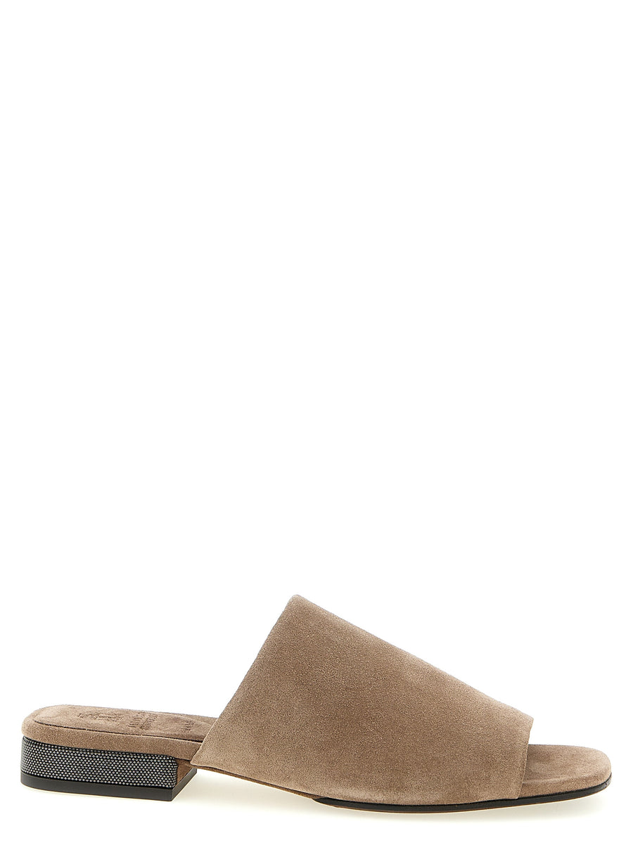 Brown Calfskin Slides Shoe
