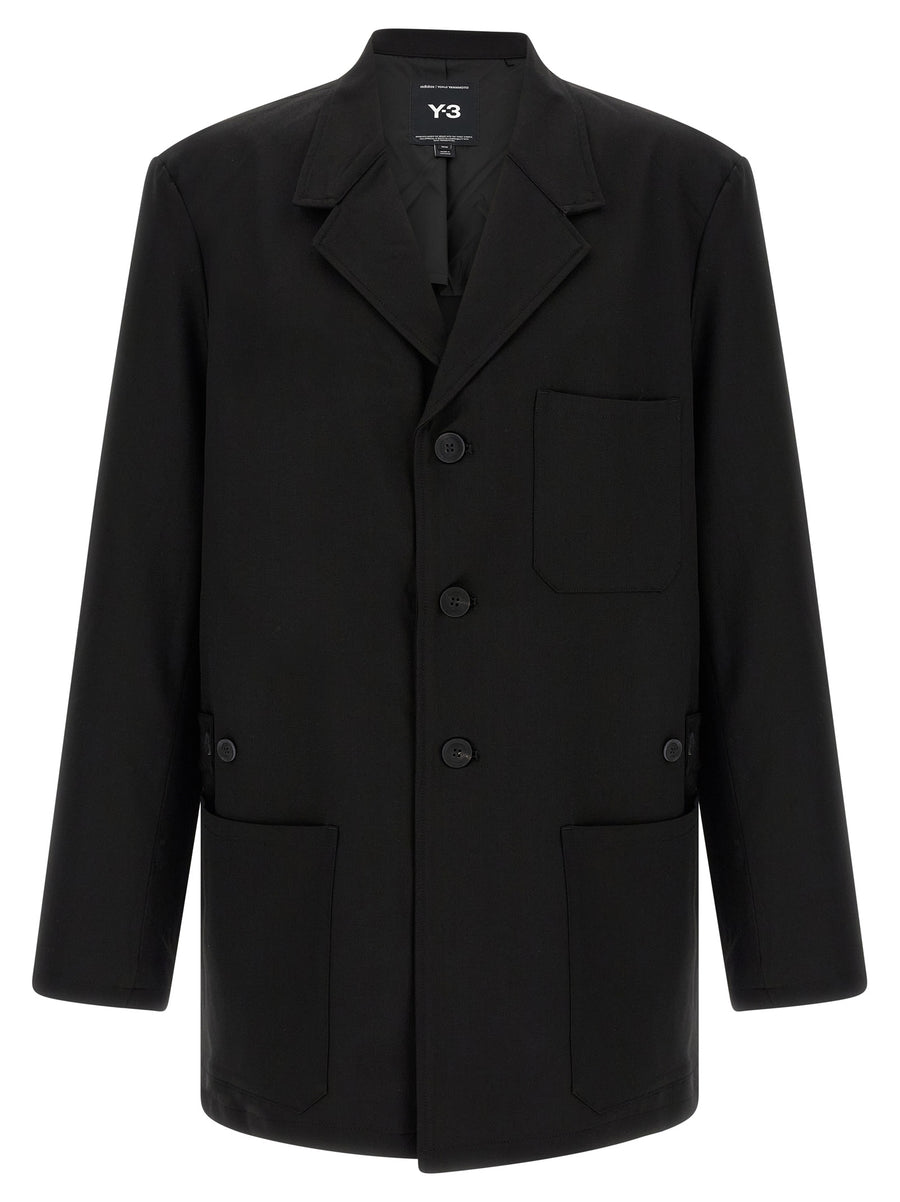 Black Wool Full-Length Jacket Clothing