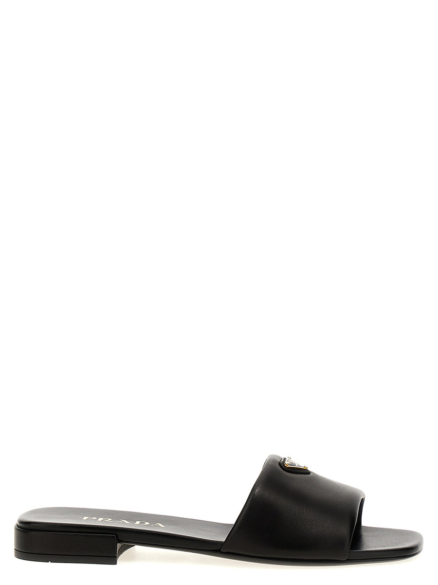 Black Lamb Leather Slides Shoe