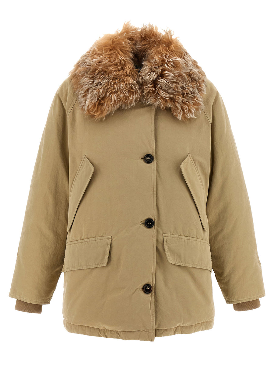 Beige Cotton Full-Length Jacket Clothing