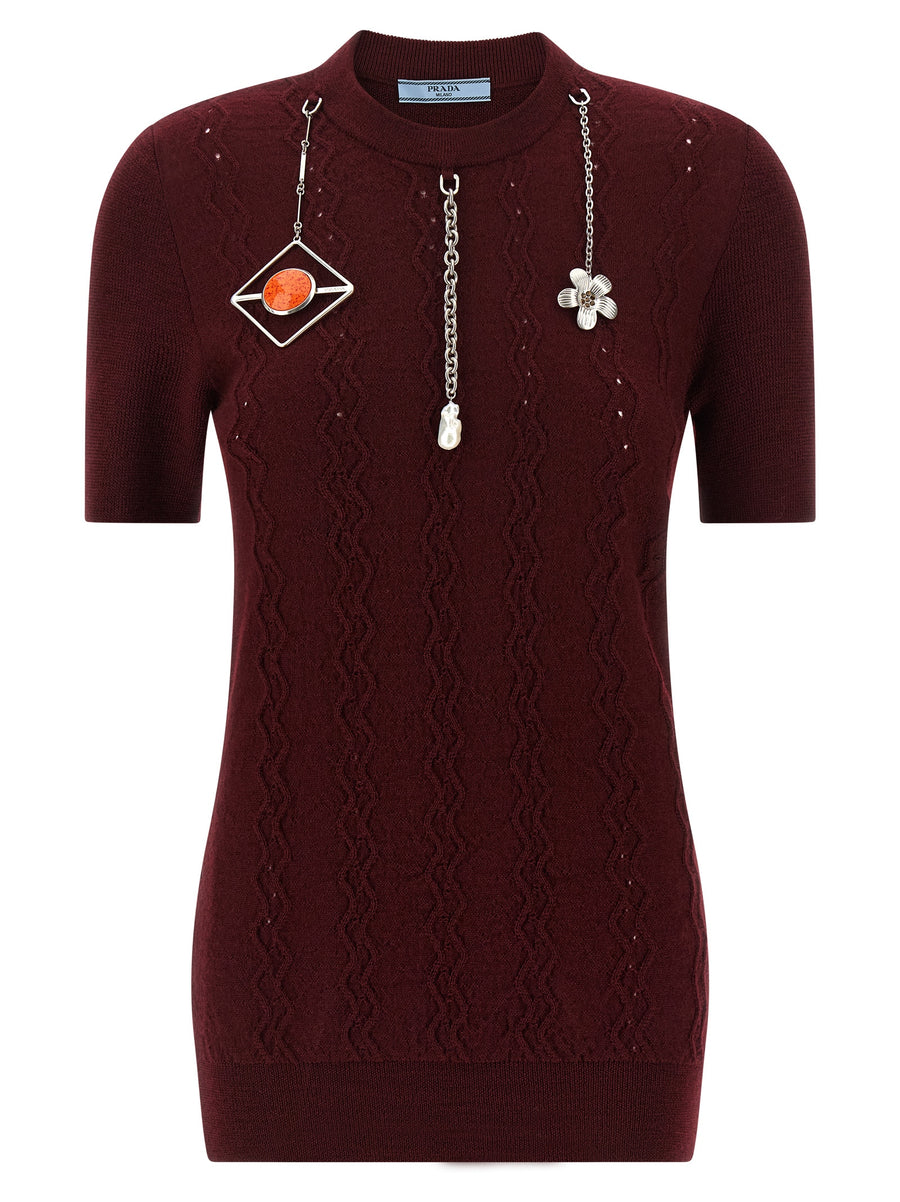 Bordeaux Virgin Wool Cardigan Clothing