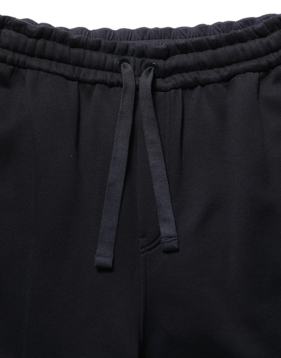 Dark Blue Relaxed Wide Leg Men Jogger Pants Viscose