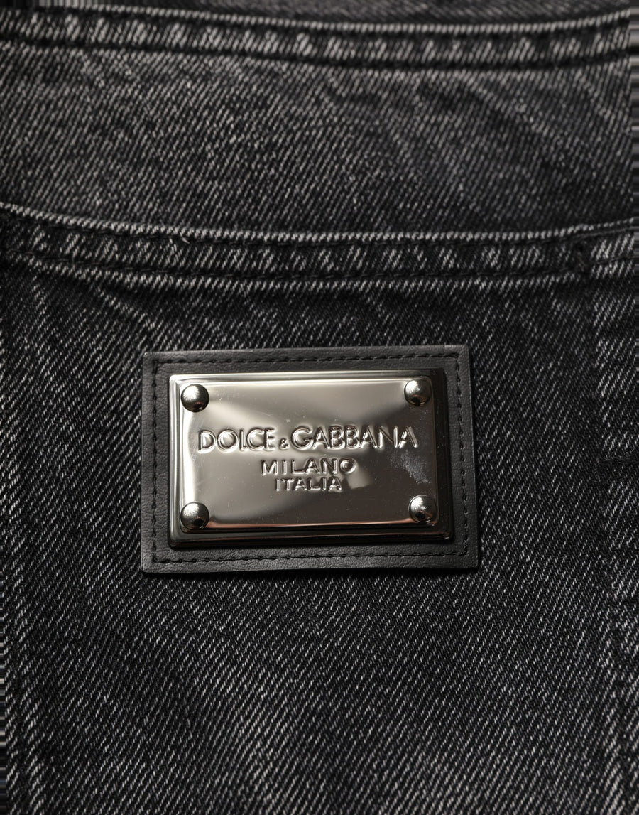 Dark Gray Cotton Baggy Cargo Men Denim Jeans Clothing