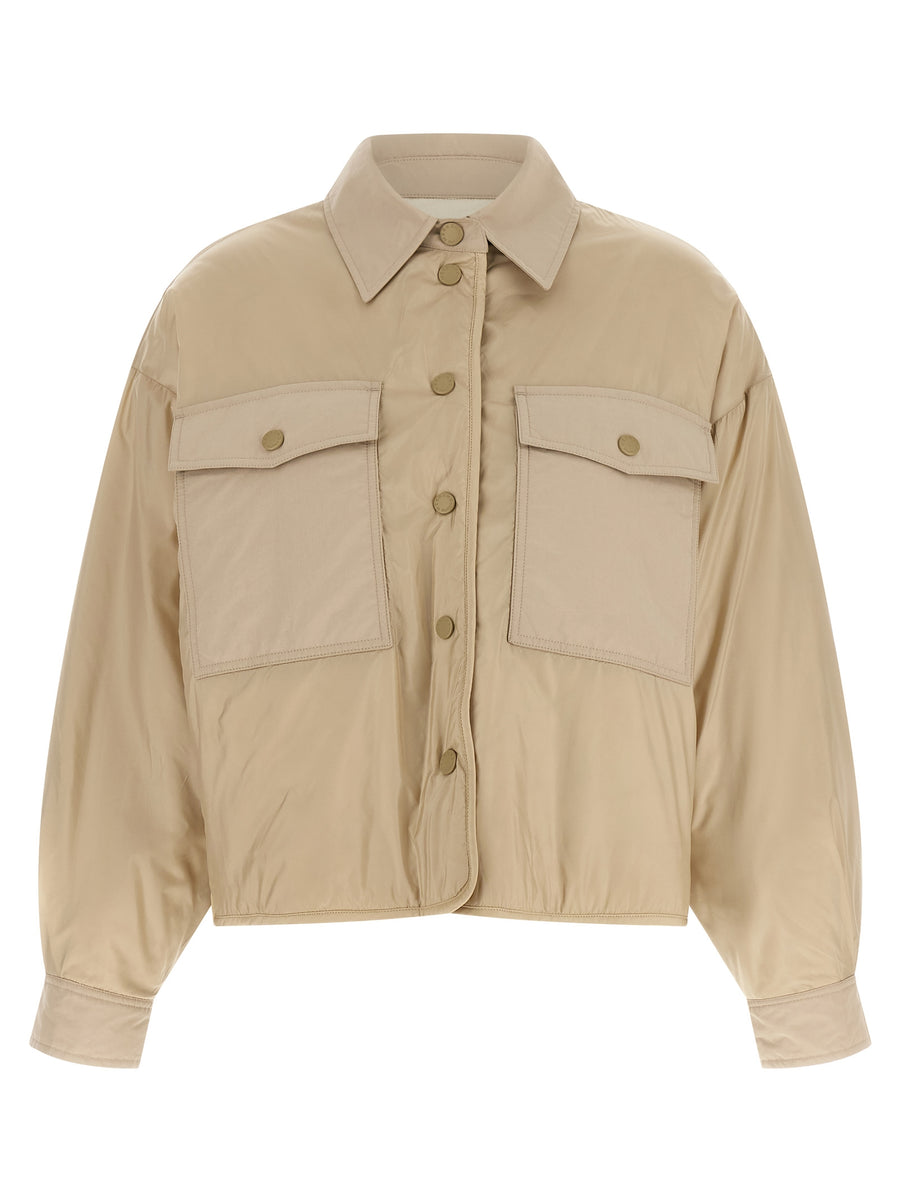 Beige Polyester Full-Length Jacket Clothing
