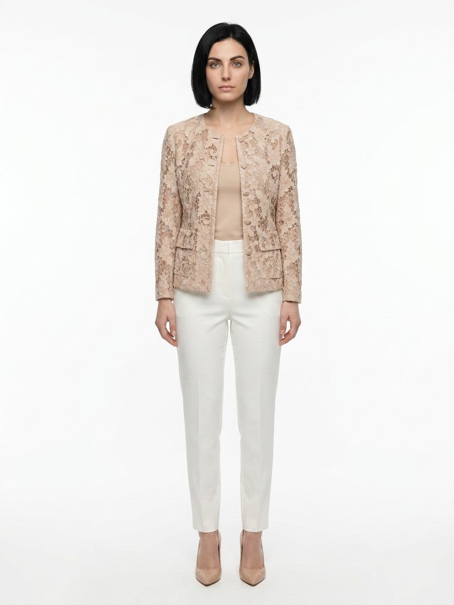 Beige Cotton Sleeveless Jacket Clothing