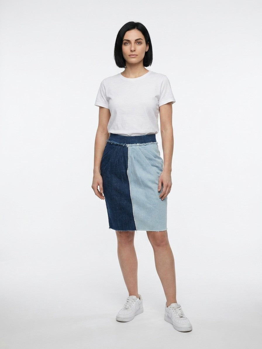 Multicolor Denim Skirt
