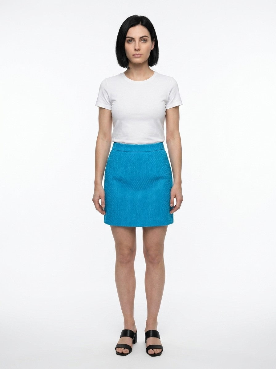 Turquoise Cotton Mini Skirt