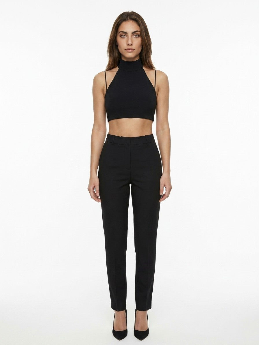 Black Elastane Skinny Pants