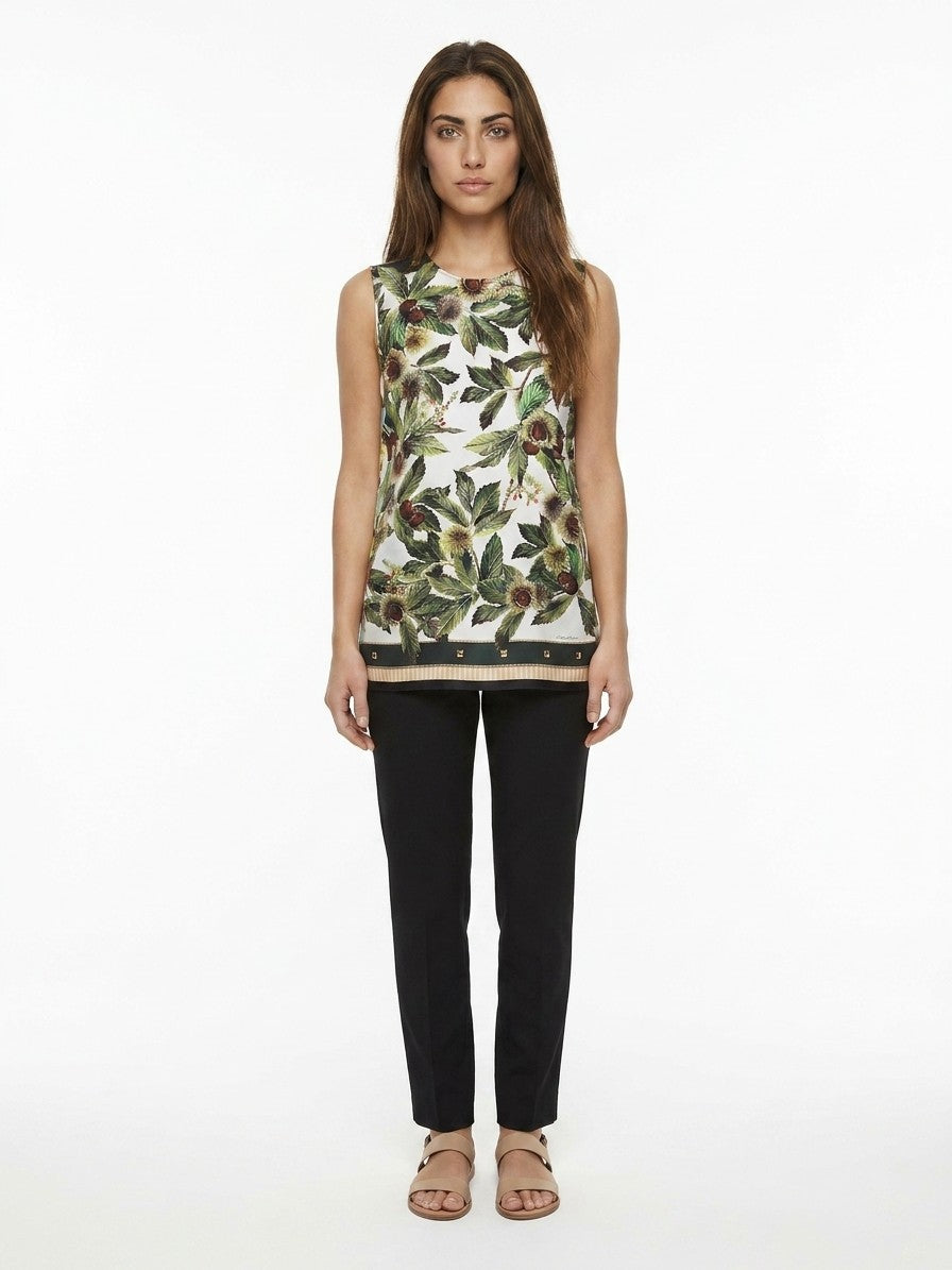 Bicolor Silk Sleeveles T-Shirt