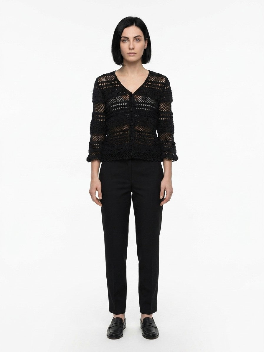 Black Cotton Cardigan Clothing