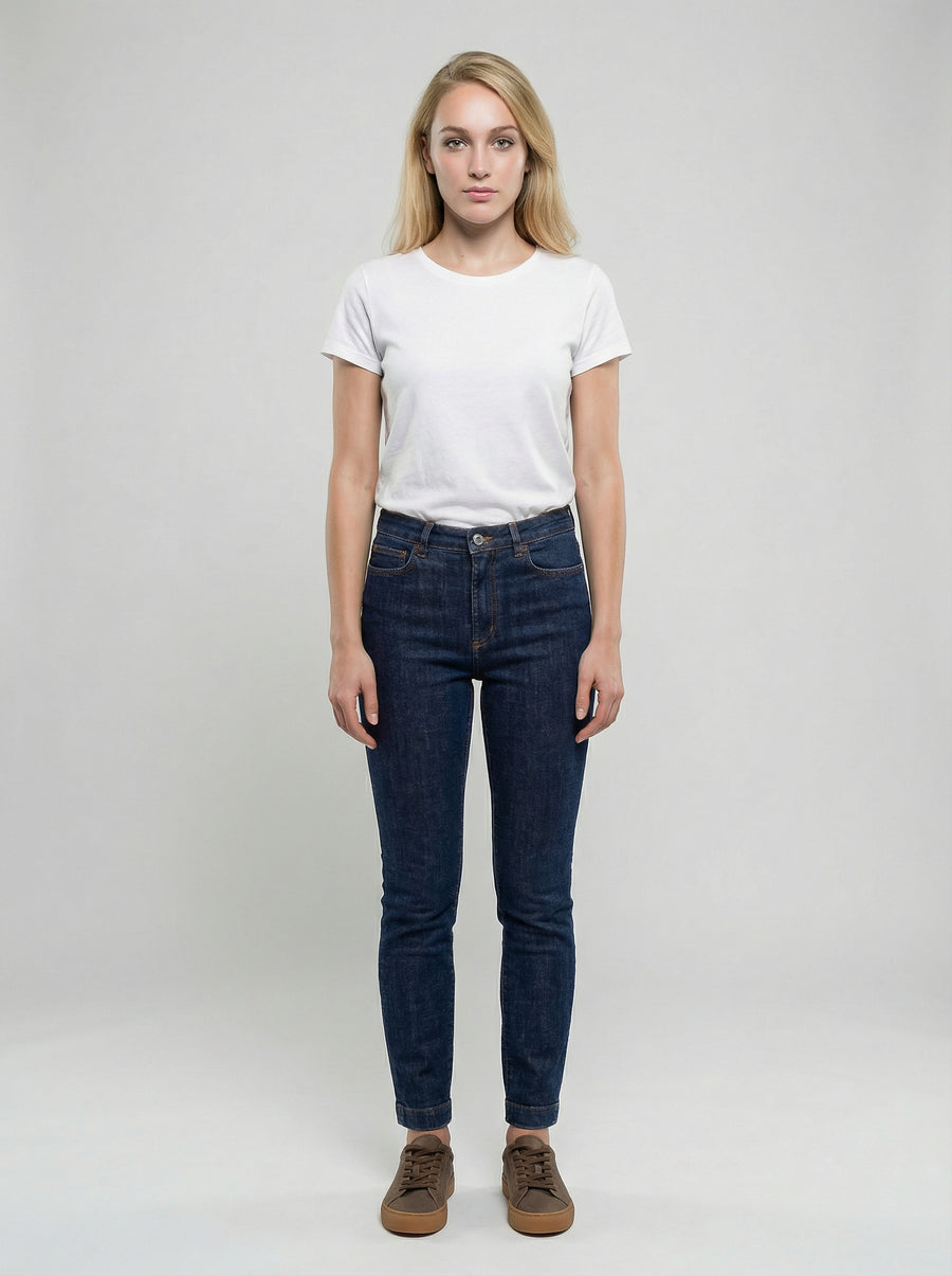 Navy Blue Cotton Skinny Jeans Clothing