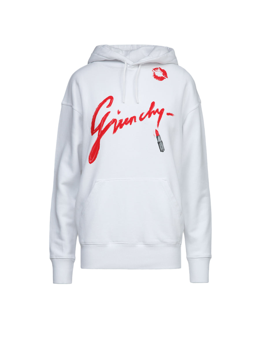 White Cotton Hoodie Clothing
