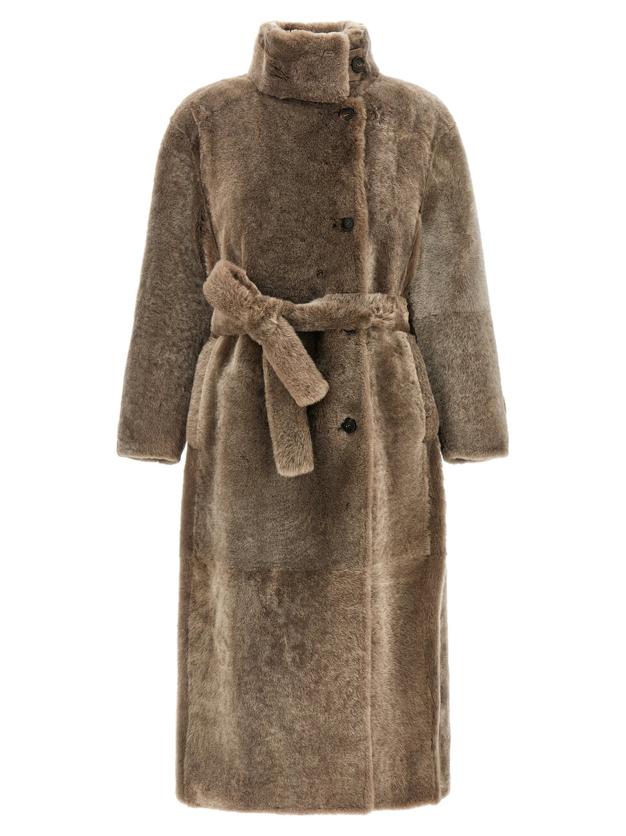 Brown Lamb Leather Coat Clothing