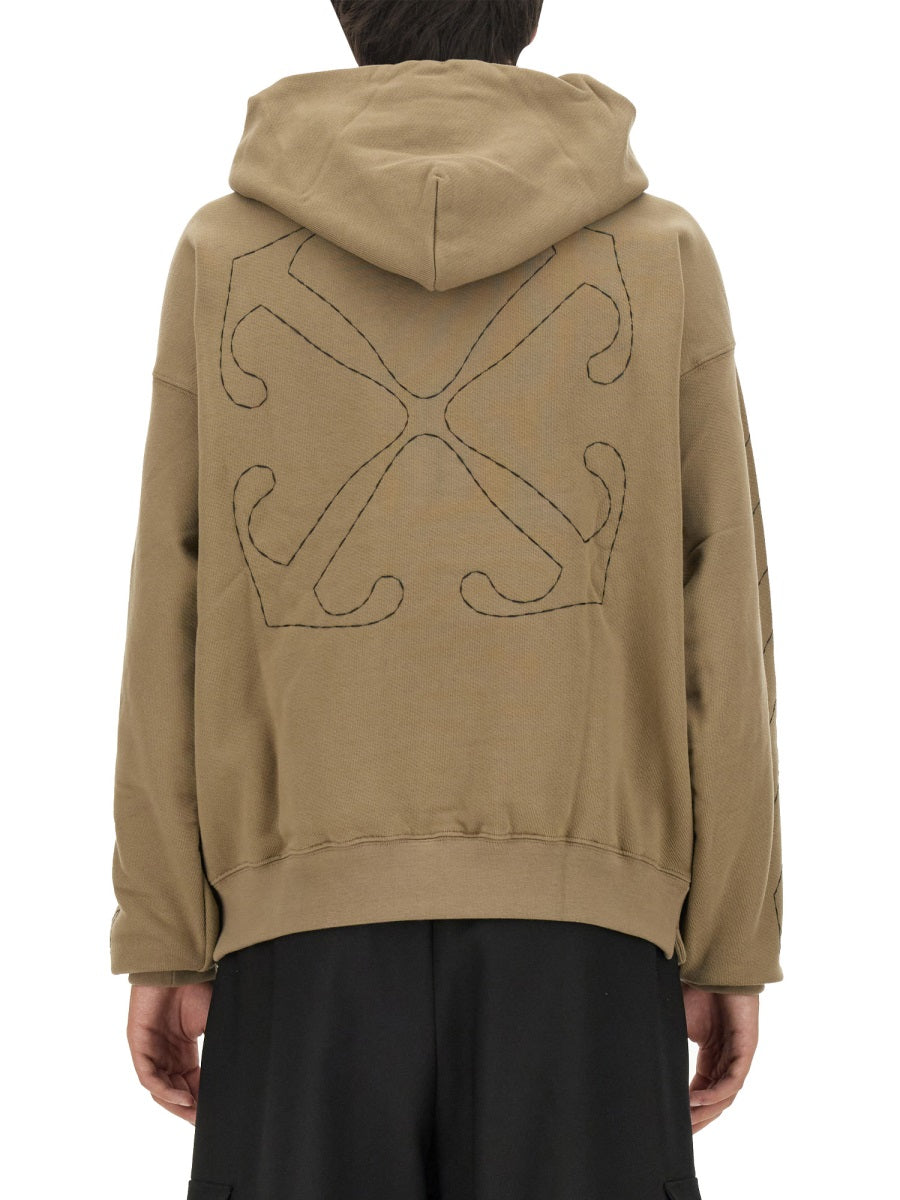 Sweatshirt With Arrow Embroidery Beige Cotton Sweatshirts