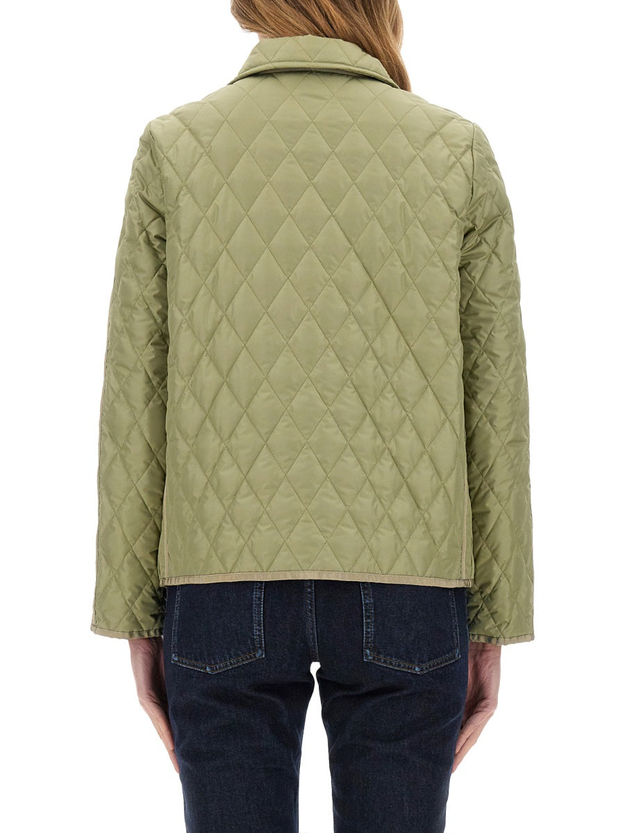 3-Hook Nylon Quilted Jacket Green Polyester