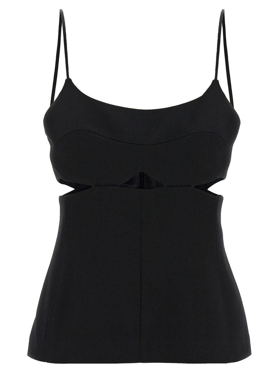Victoria Beckham Cut-Out Tank Top — Black