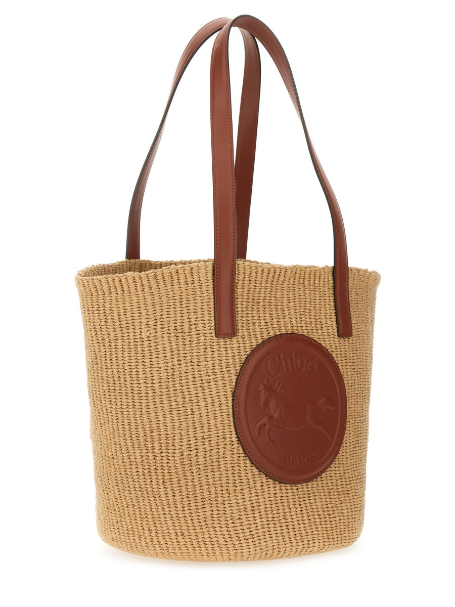 Large Horse Medal Bag Beige Linen Polyester Handbags