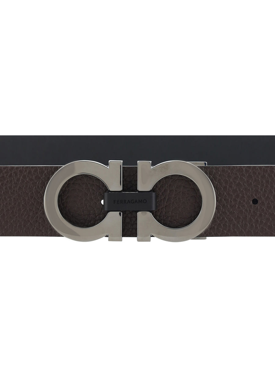 Belt Gancini Black Leather Calf