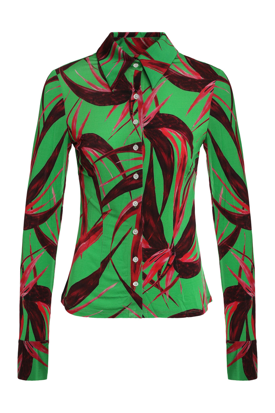 Printed Viscose Blouse Green Shirt