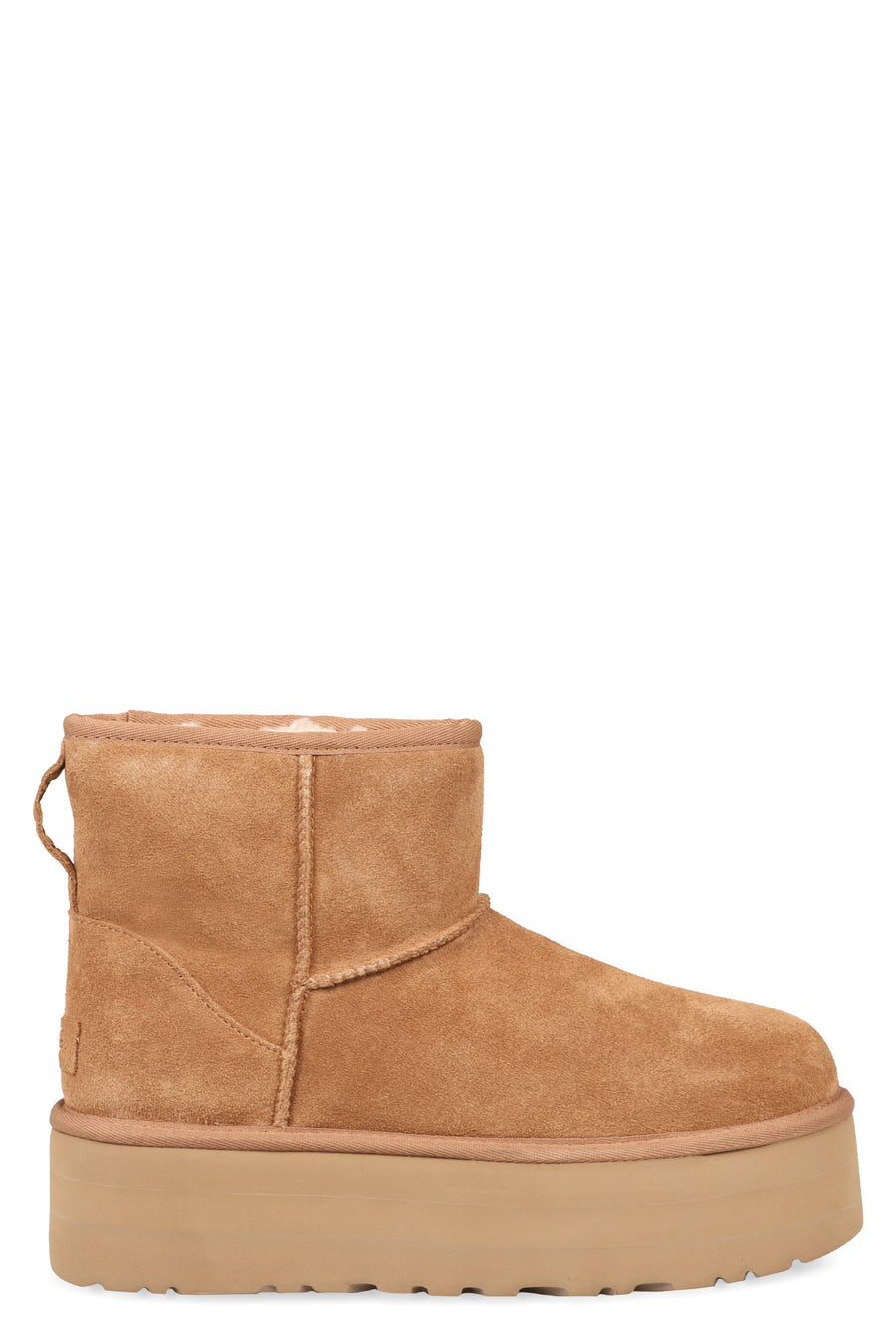 Classic Mini Platform Ankle Boots Camel Sheepskin; Suede; Fleece