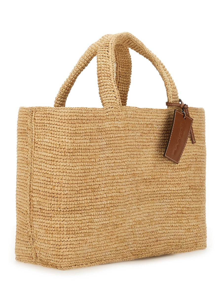 Shoulder Bag Sunset Beige Raffia Raffia; Leather Details