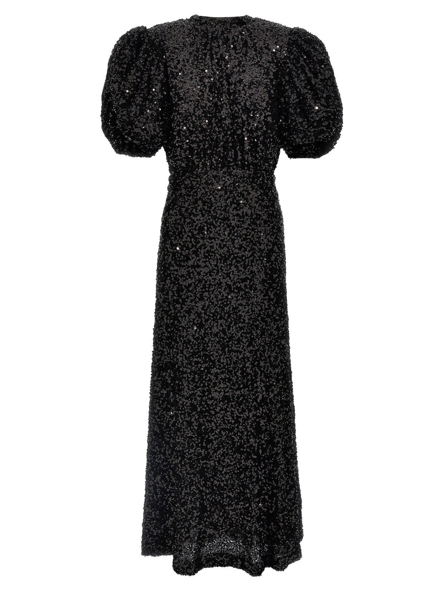 Rotate Birger Christensen Sequin Midi Dress — Black