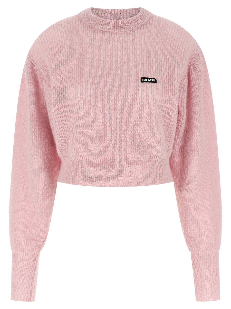 Rotate Birger Christensen Knit Puff Sweater — Pink