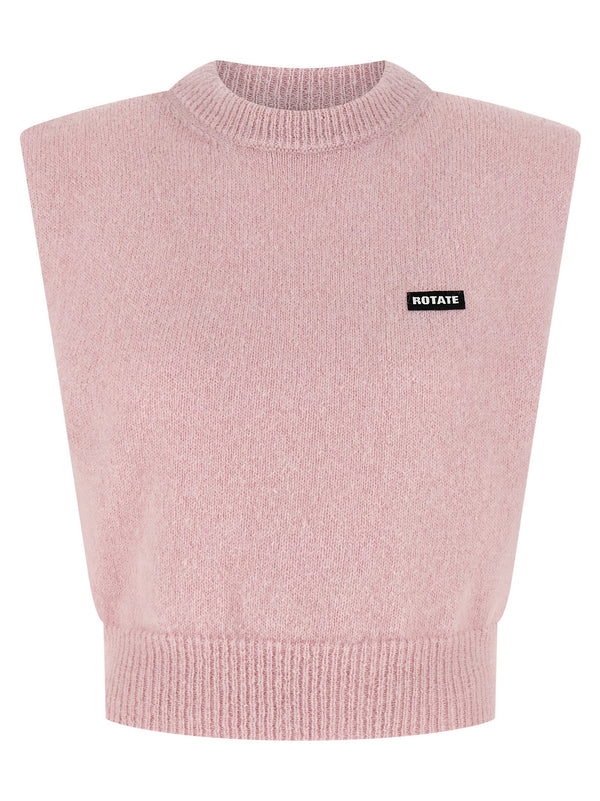 Rotate Birger Christensen Knit Cropped Vest — Pink