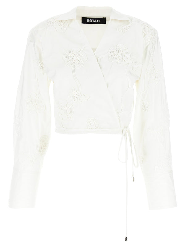 Rotate Birger Christensen Floral Embroidered Cotton Blouse — White