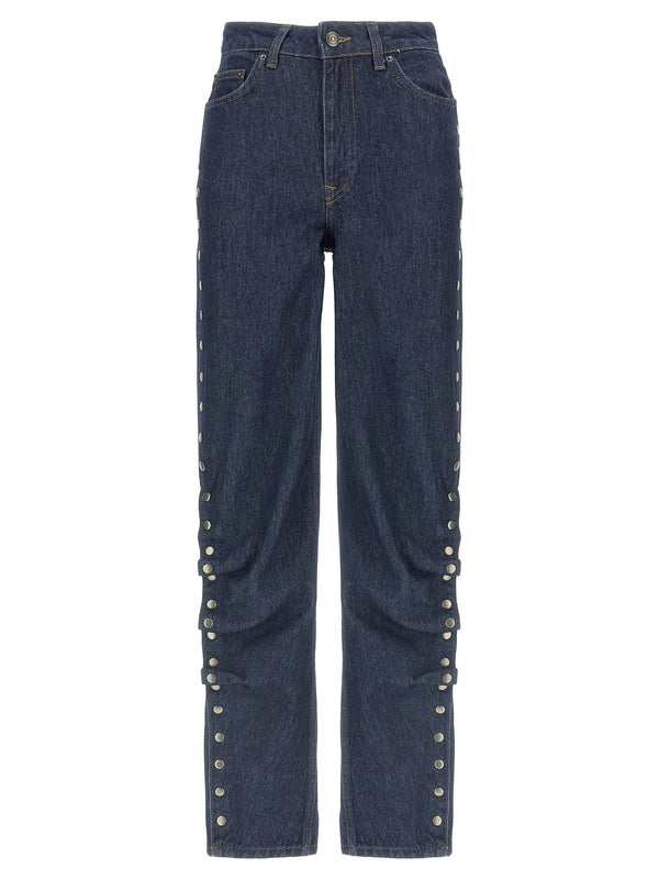 Rotate Birger Christensen Buttoned Denim Jeans — Navy