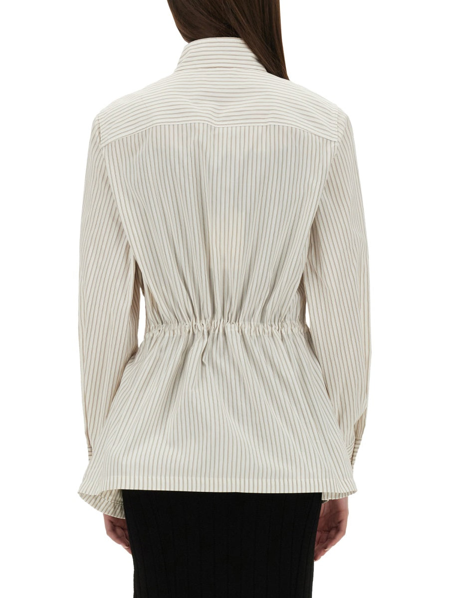 Blouson Jacket Cotton-Silk Beige Cotton Silk Shirt