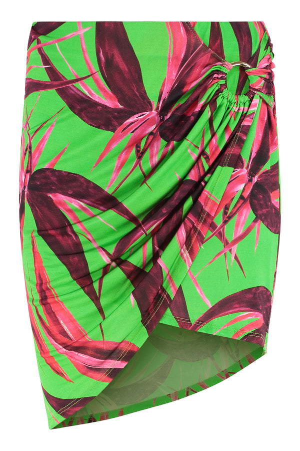 Coastline Mini Skirt With Gold Detail Green Viscose
