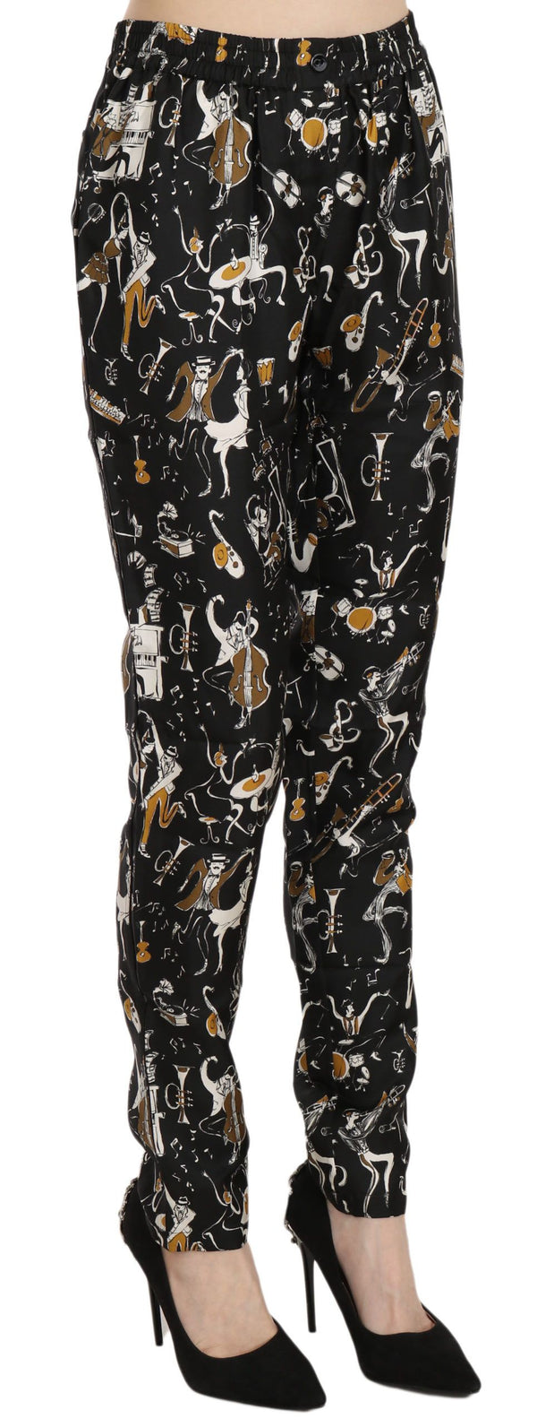 Dolce & Gabbana 100% Silk trousers in black