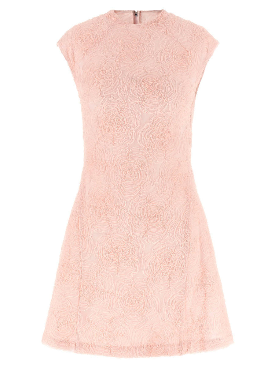 Rotate Birger Christensen Flower Jacquard Mesh Dress — Pink