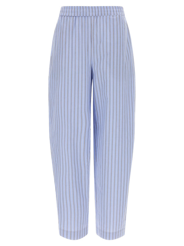Rotate Birger Christensen Poplin Striped Trousers — Blue
