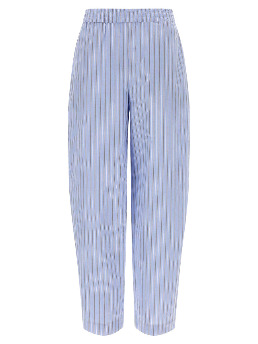 Rotate Birger Christensen Striped Poplin Trousers — Blue