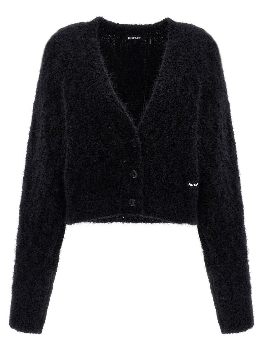 Rotate Birger Christensen Brushed Wool-Blend Knit Cardigan — Black