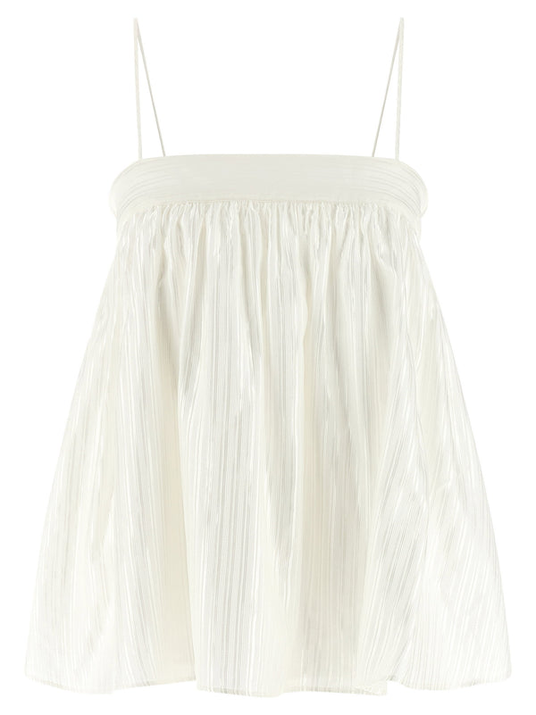 Rotate Birger Christensen Pleated Viscose Blouse — White